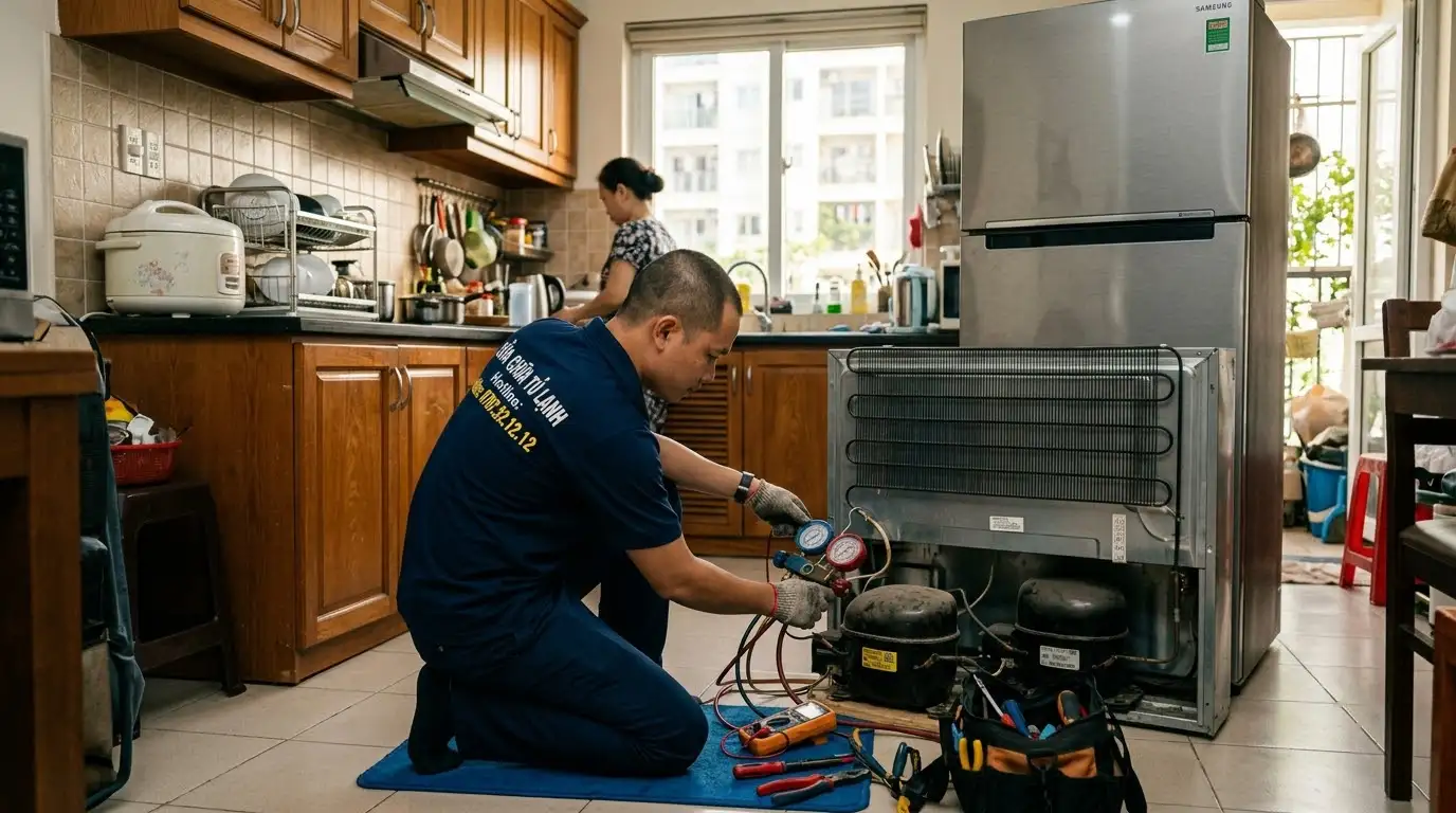 thao tác đo cuộn dây máy nén tủ lạnh chuẩn kỹ thuật bách khoa