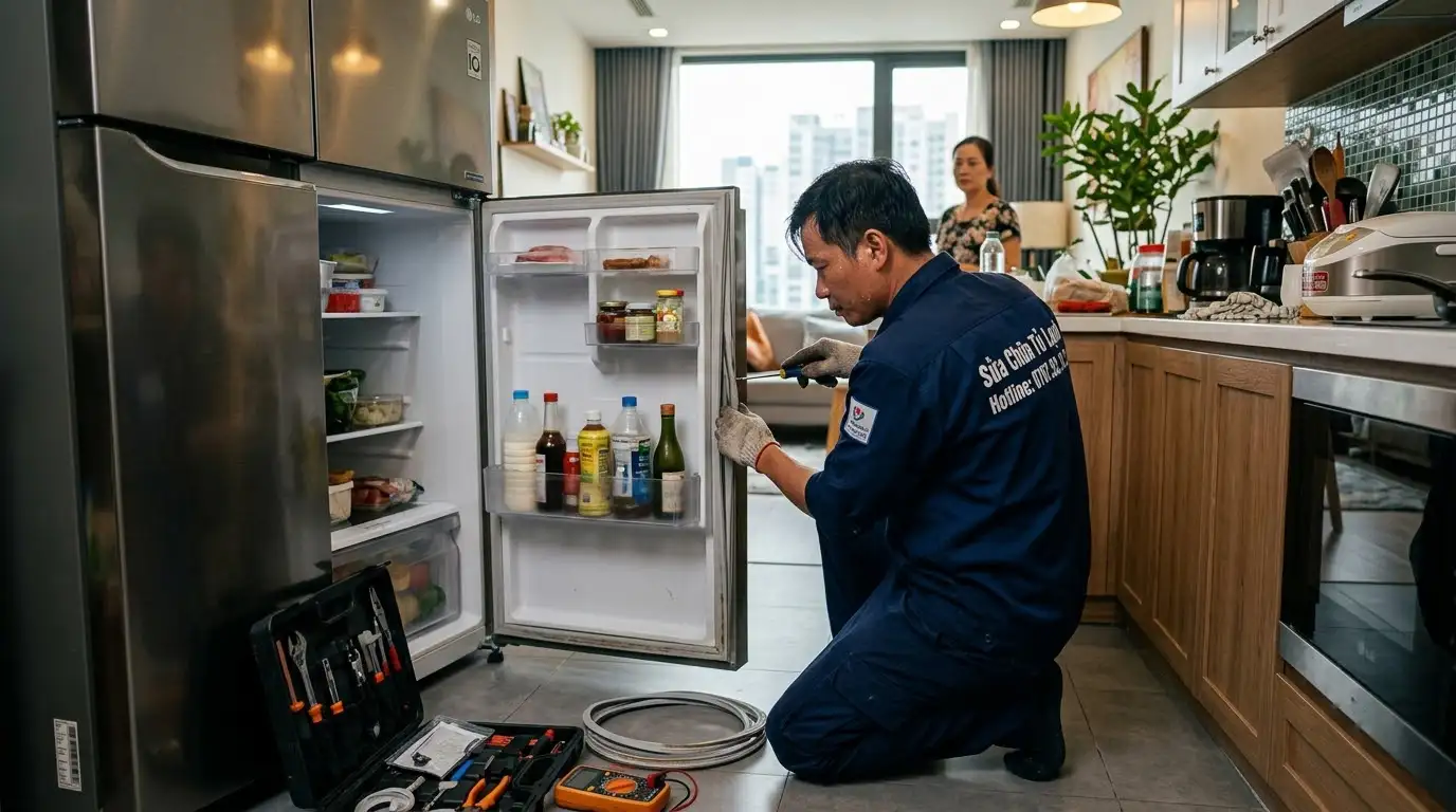 Cửa tủ lạnh đóng không khít bị kênh mép hở gioăng