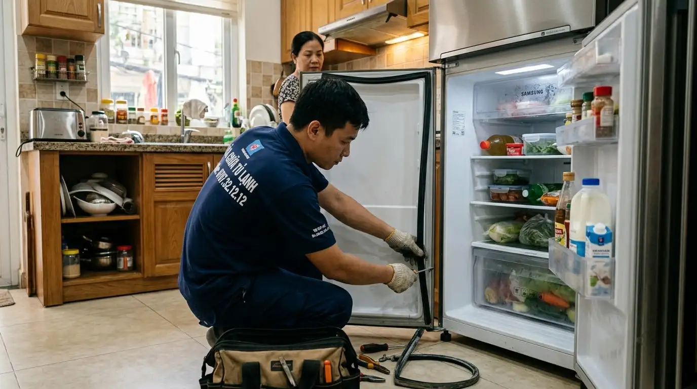 Bảng giá khắc phục cửa tủ lạnh đóng không khít tại nhà