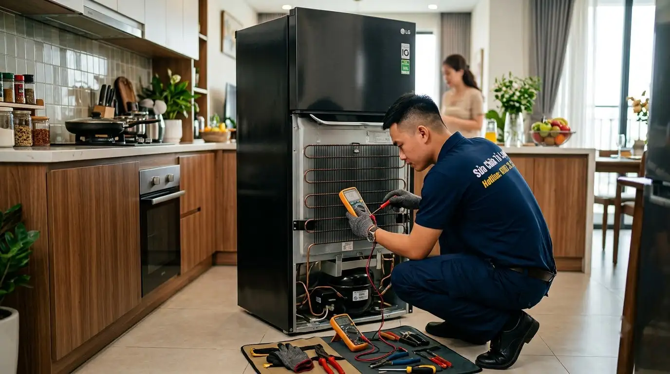 lốc tủ lạnh không chạy do hỏng bộ khởi động và rơ le nhiệt