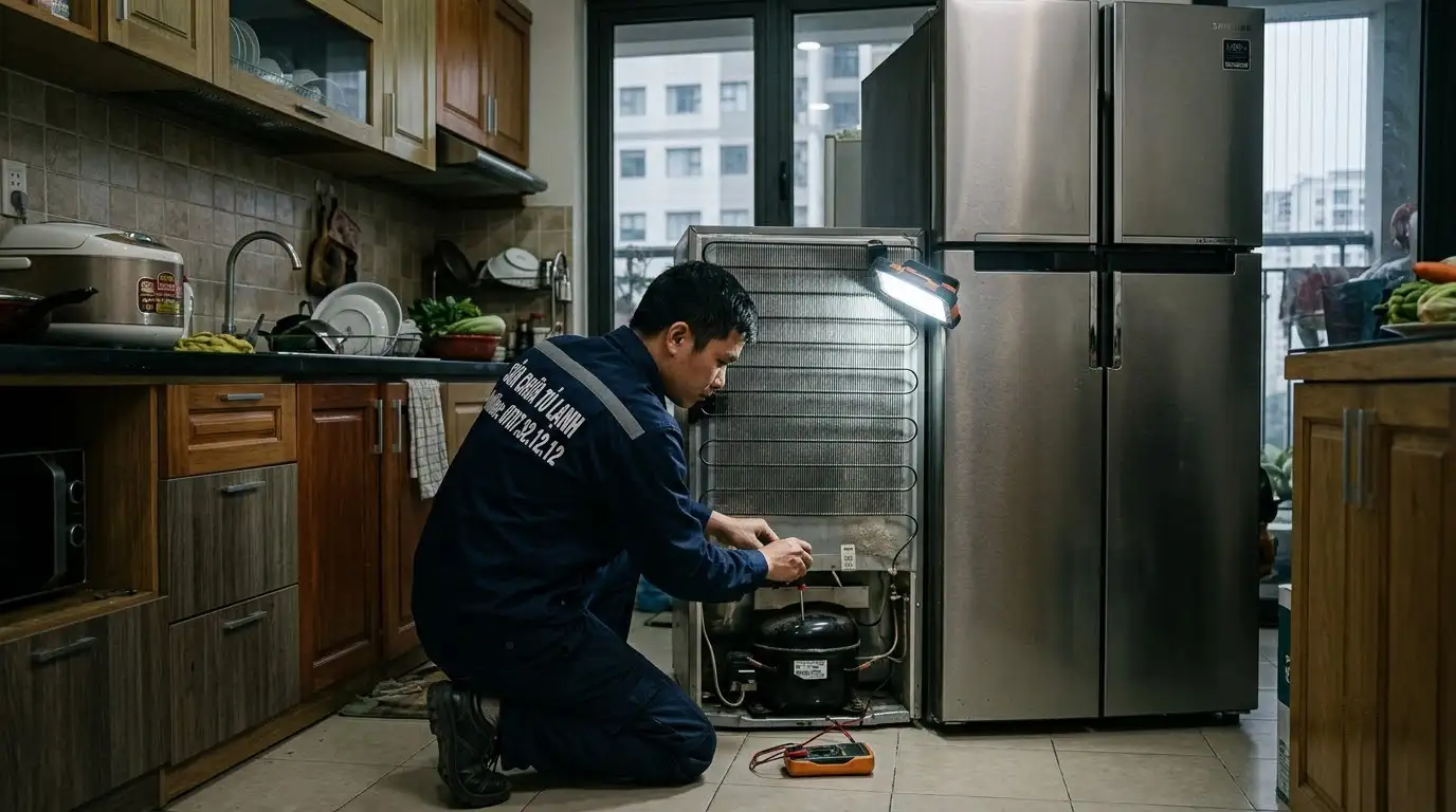 kiểm tra cuộn dây máy nén lốc tủ lạnh không chạy bị kẹt cơ hay cháy