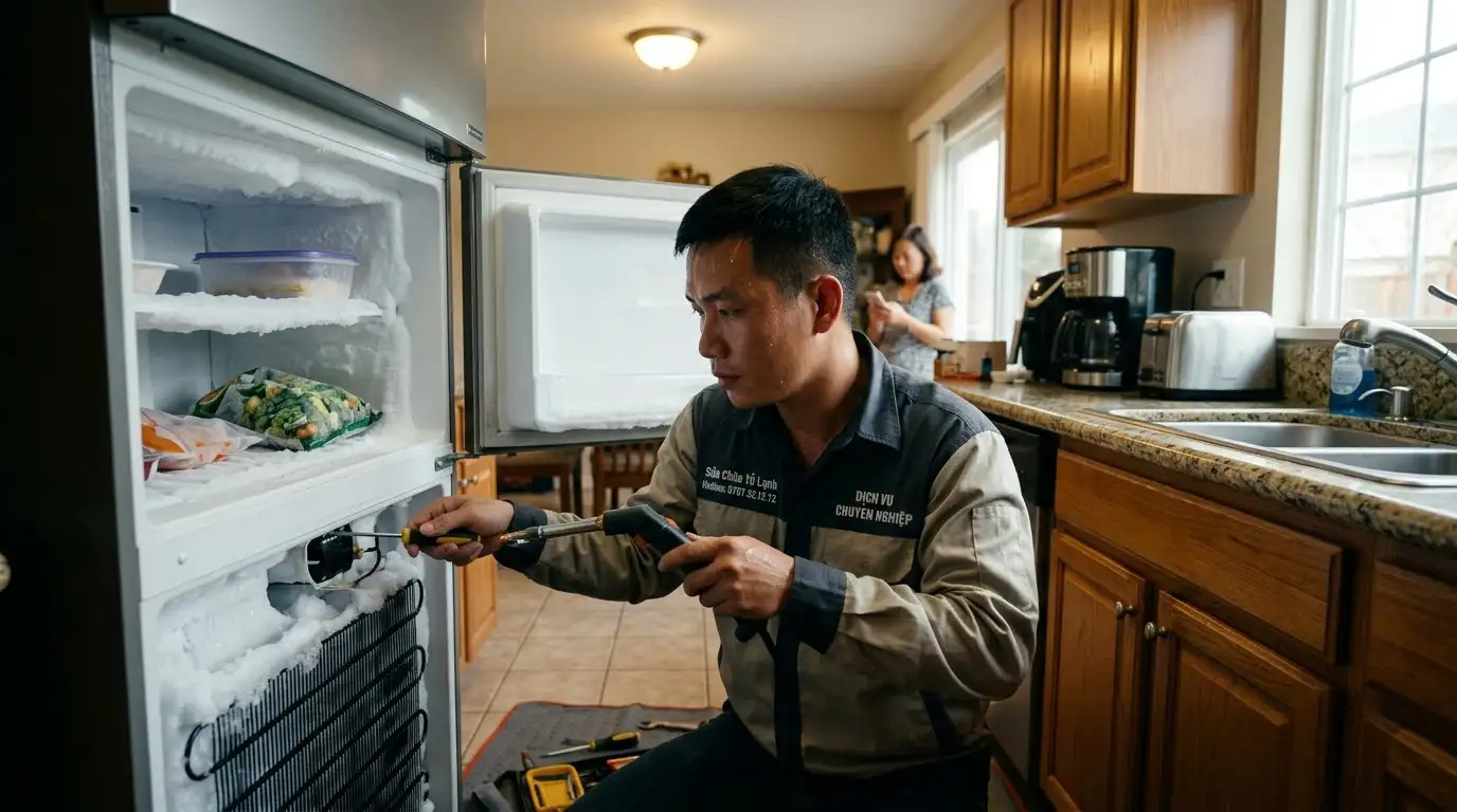 ngăn mát tủ lạnh bị đông đá