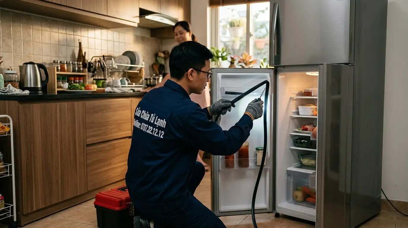Thao tác căn chỉnh và phục hồi ron tủ lạnh bị hở