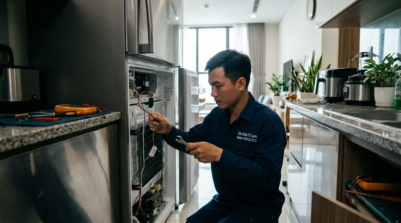 Thợ sửa tủ lạnh Hóc Môn kiểm tra xả đá