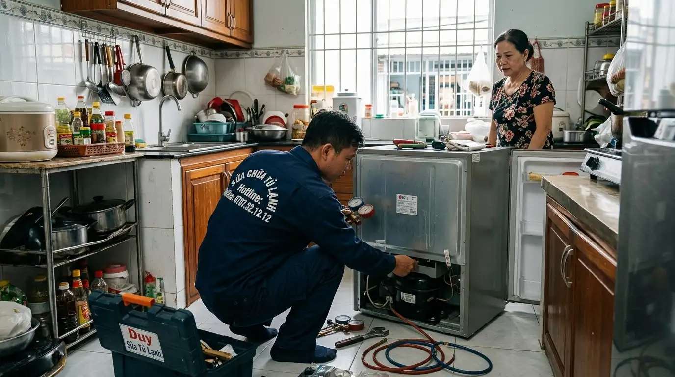 Thợ sửa tủ lạnh phường An Hội Tây hút chân không nạp gas
