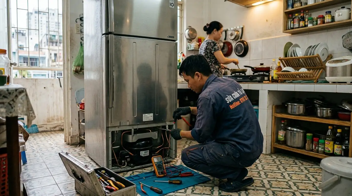 Thợ sửa tủ lạnh phường Bàn Cờ đo kiểm tra chu trình xả đá