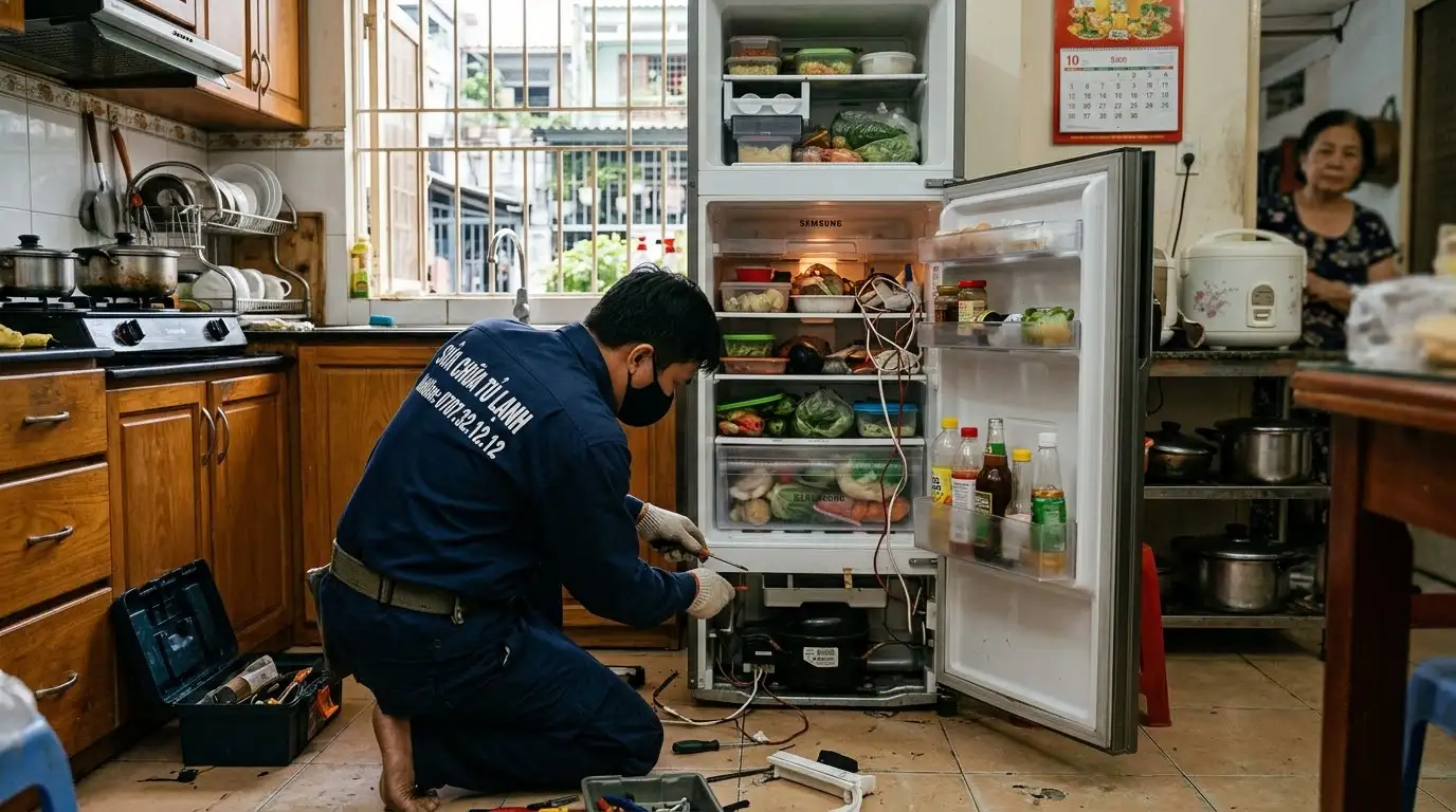 Sửa tủ lạnh phường Bảy Hiền kiểm tra áp suất gas và dòng máy nén