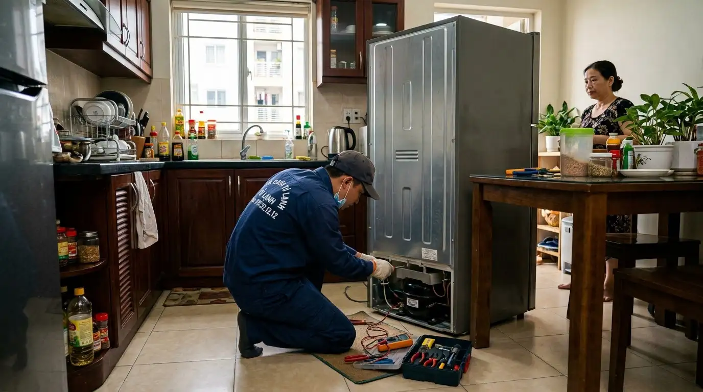 Thợ sửa tủ lạnh phường Bình Thạnh kiểm tra đo đạc thông số kỹ thuật