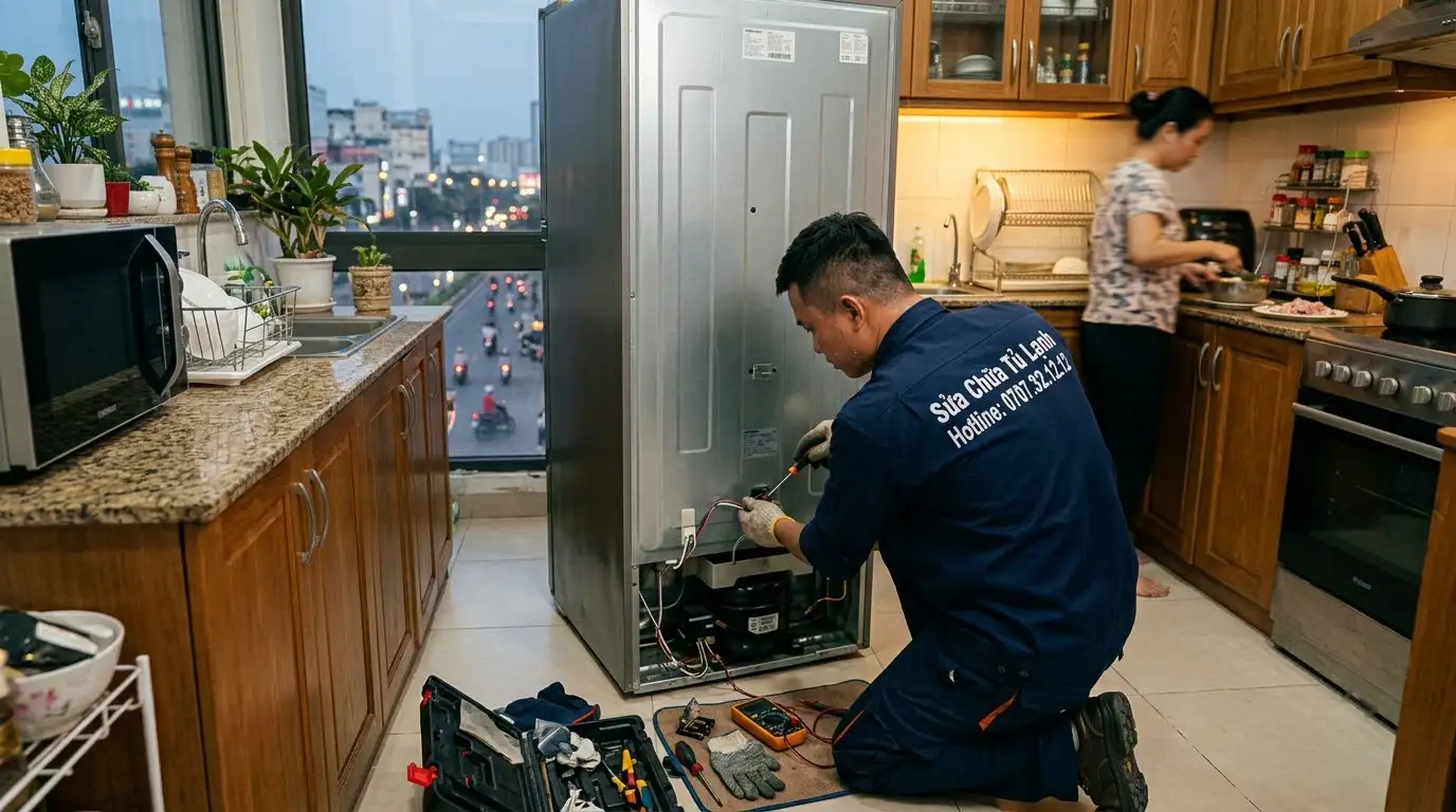 Thợ sửa tủ lạnh phường Bình Trưng đo kiểm bo mạch