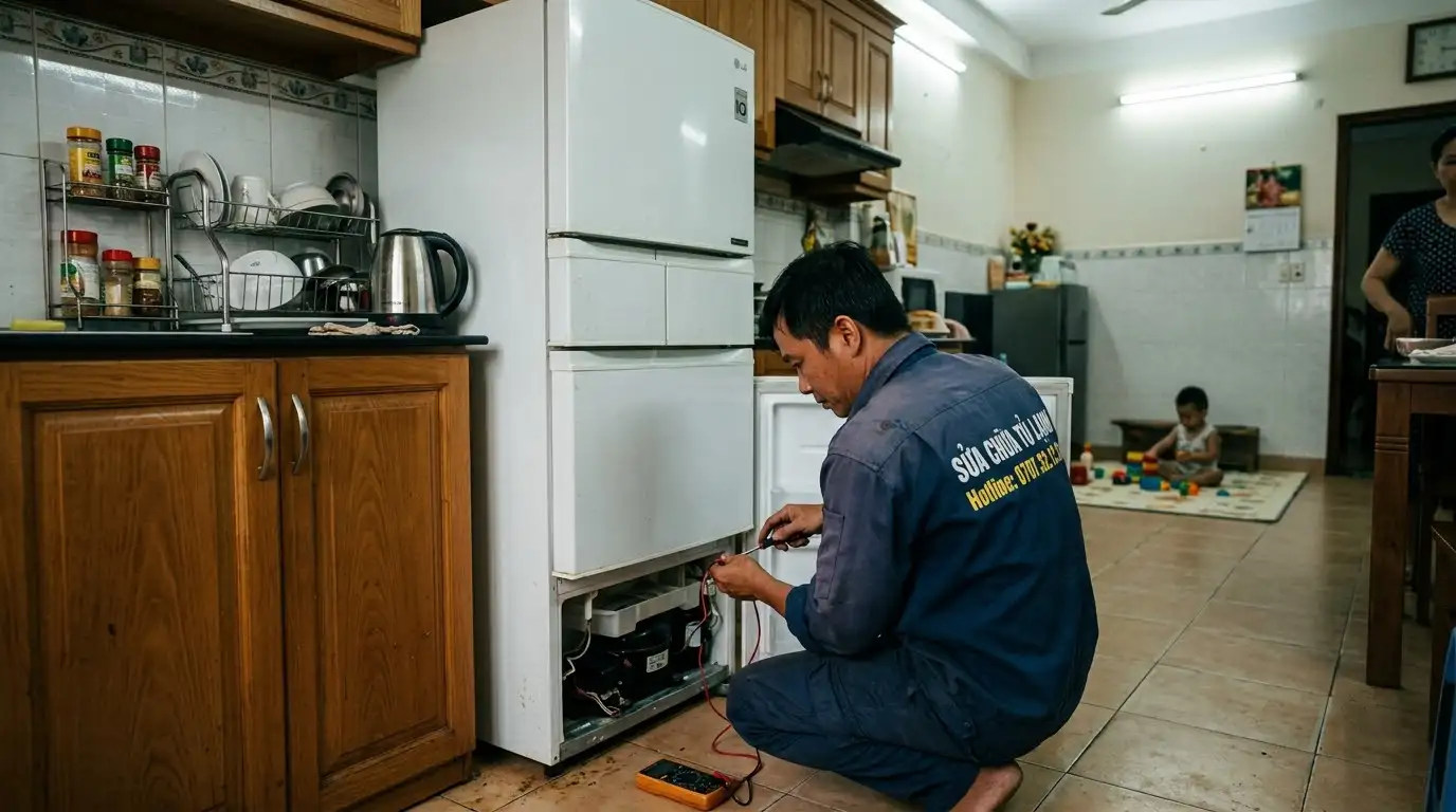 Thợ sửa tủ lạnh phường Cát Lái đo kiểm bo mạch Inverter