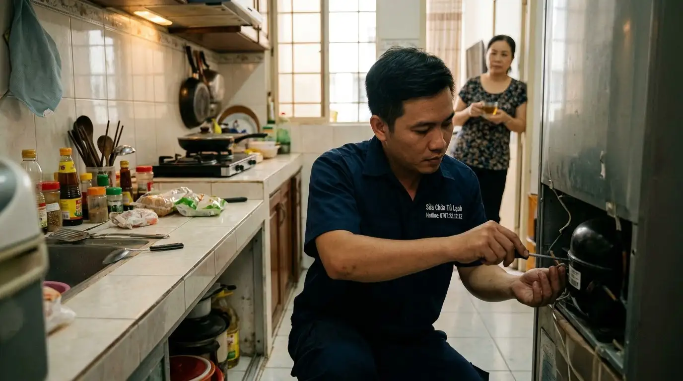 Thợ sửa tủ lạnh phường Cầu Ông Lãnh thao tác chuyên nghiệp
