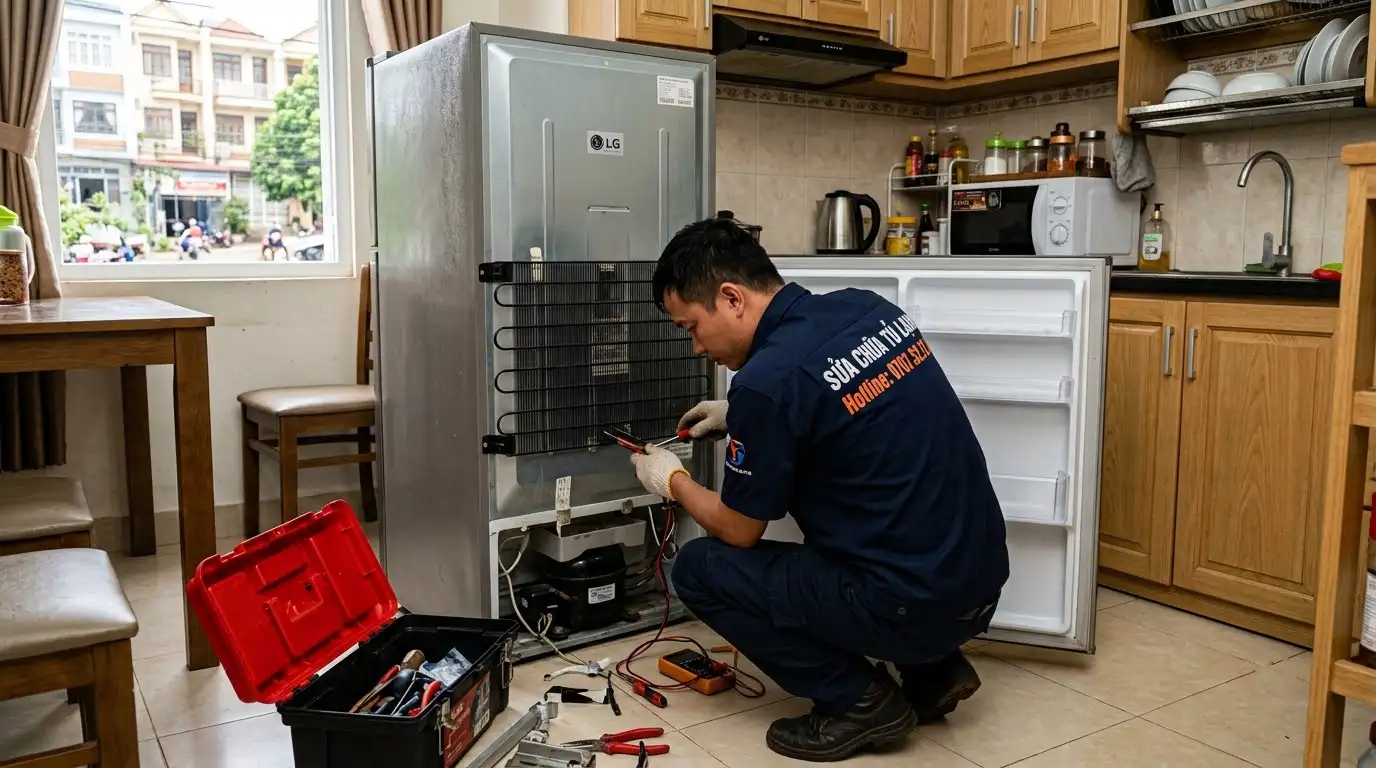 Sửa tủ lạnh tại nhà phường Diên Hồng đo đạc kỹ thuật