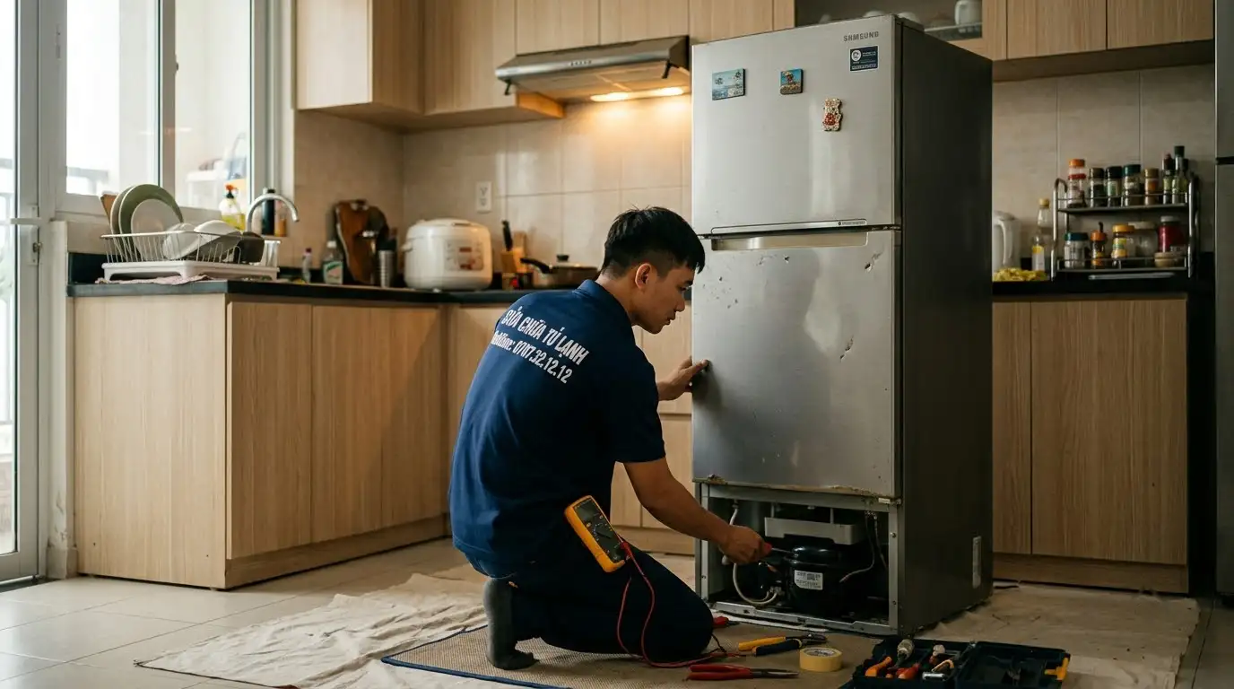 Quy trình sửa chữa tủ lạnh tại nhà phường Đông Hưng Thuận bằng ampe kìm