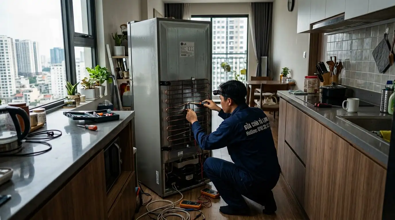 Thợ sửa tủ lạnh phường Nhiêu Lộc kiểm tra áp suất gas