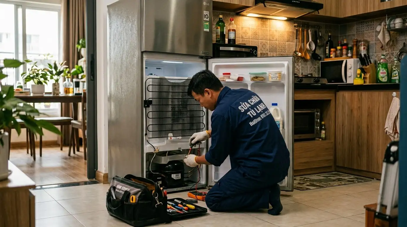 Thợ sửa tủ lạnh phường Phú Thạnh đo đạc thiết bị chuyên nghiệp