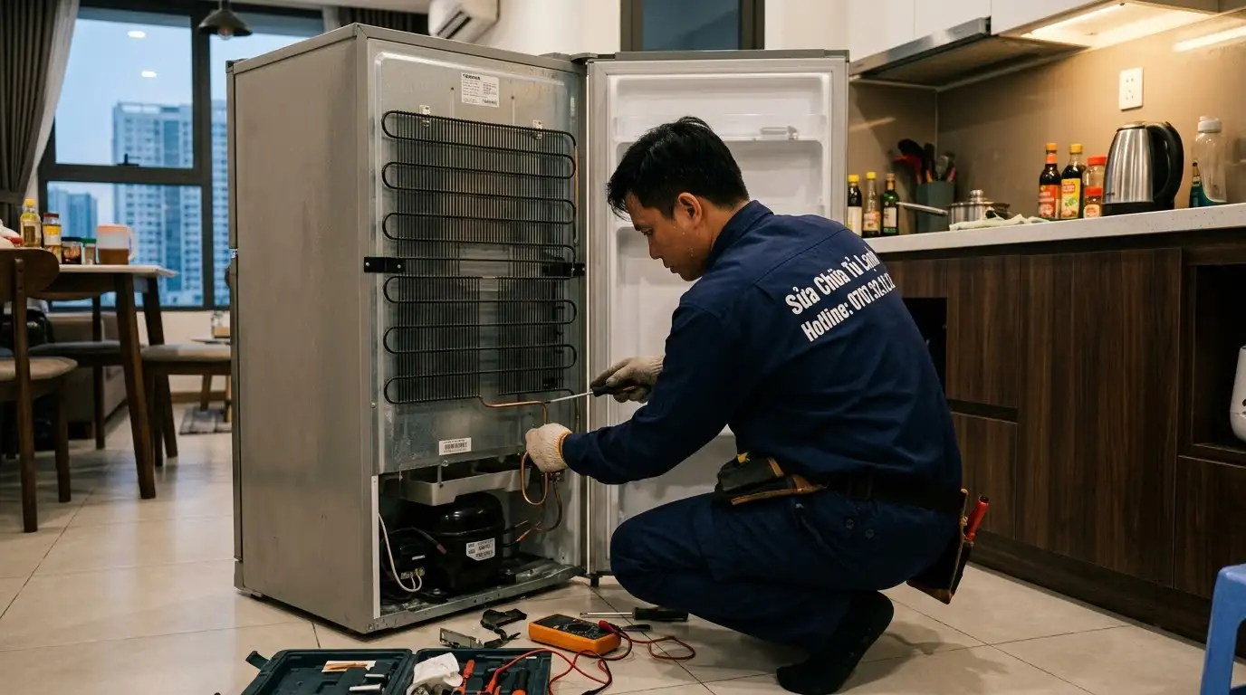 Thợ sửa tủ lạnh phường Sài Gòn kiểm tra bo mạch