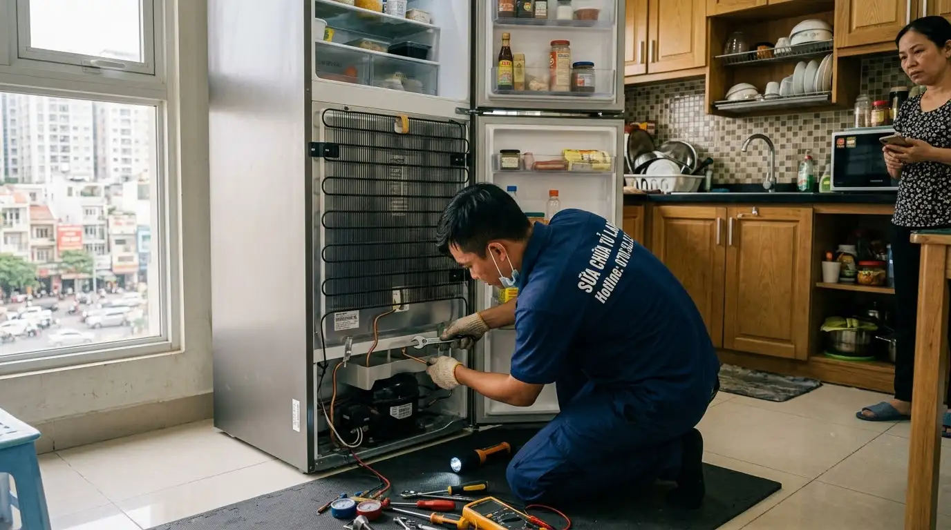 Thay thế linh kiện chính hãng khi sửa tủ lạnh tại nhà