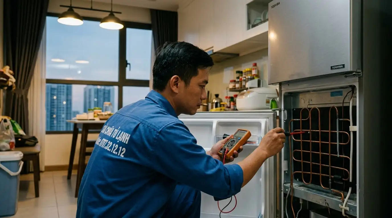 Thợ sửa tủ lạnh phường Tân Bình kiểm tra thông số bo mạch