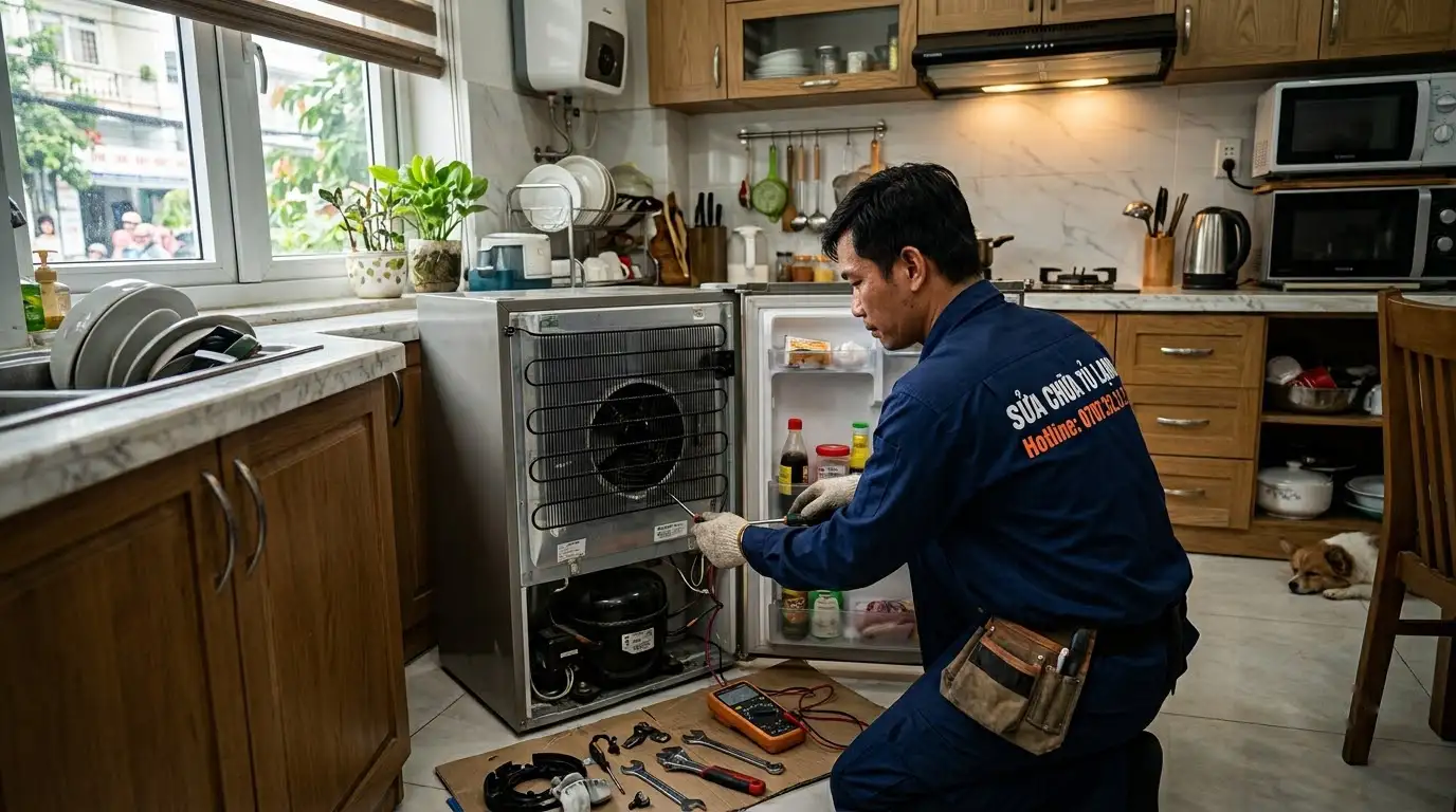 Thợ sửa tủ lạnh phường Tân Thới Hiệp đo kiểm thiết bị