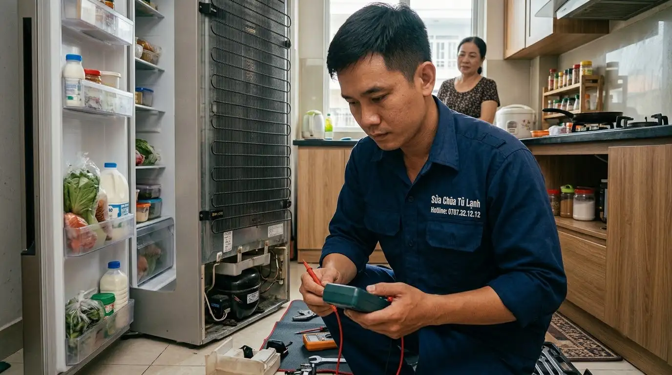 Sửa chữa tủ lạnh tại nhà phường Tân Thới Hiệp xử lý hệ thống xả đá