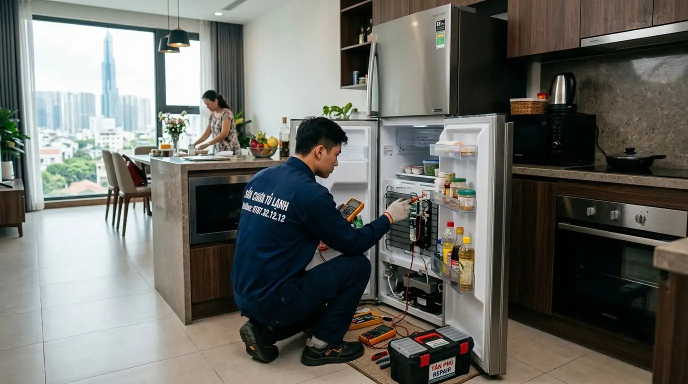 Thợ sửa tủ lạnh phường Tăng Nhơn Phú đo đạc kiểm tra