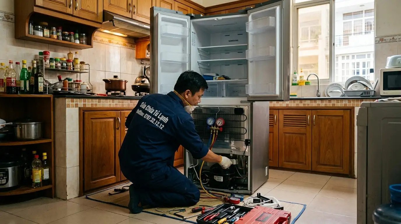 Thợ sửa tủ lạnh phường Vĩnh Hội đo kiểm tra linh kiện