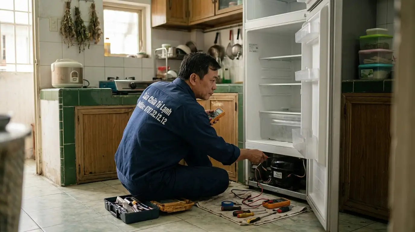 Thợ sửa tủ lạnh quận 5 kiểm tra máy nén