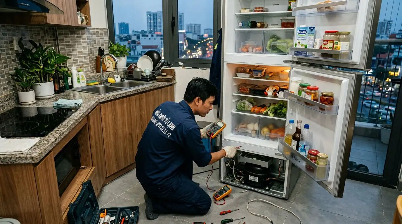 Thợ sửa tủ lạnh quận 8 kiểm tra chu trình xả đá