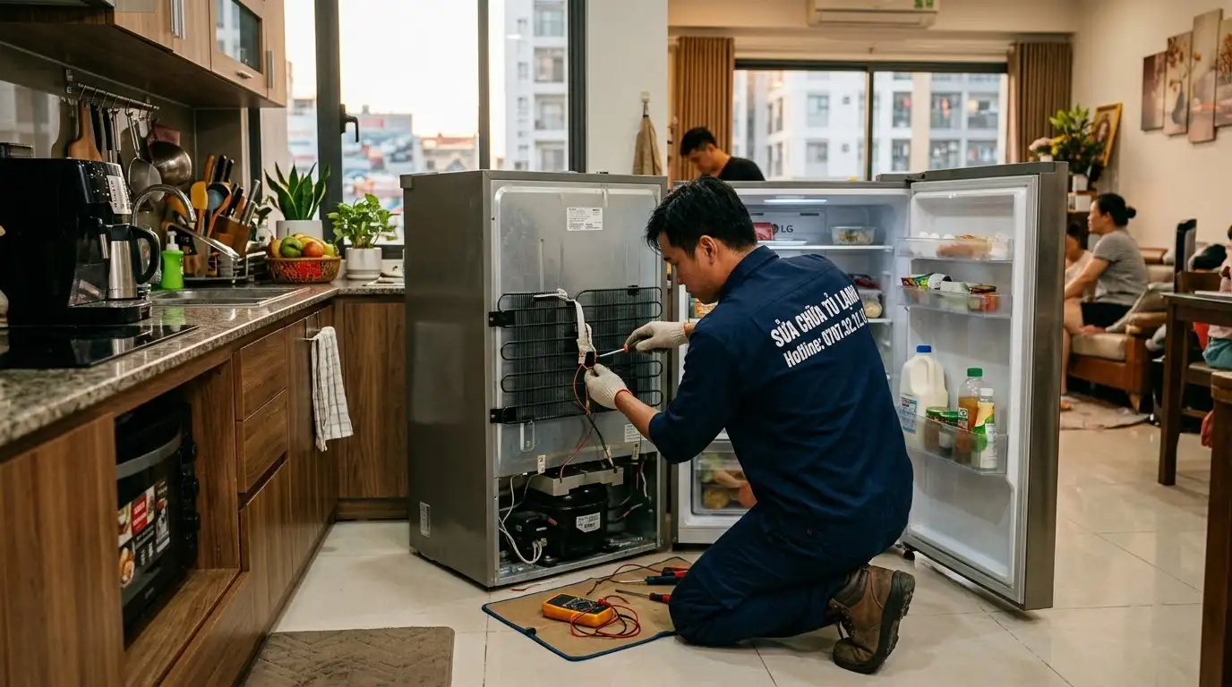 Thợ sửa tủ lạnh quận Bình Tân kiểm tra thiết bị