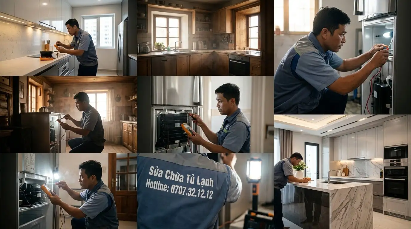 Thao tác hàn ống đồng nạp gas sửa tủ lạnh quận Tân Phú