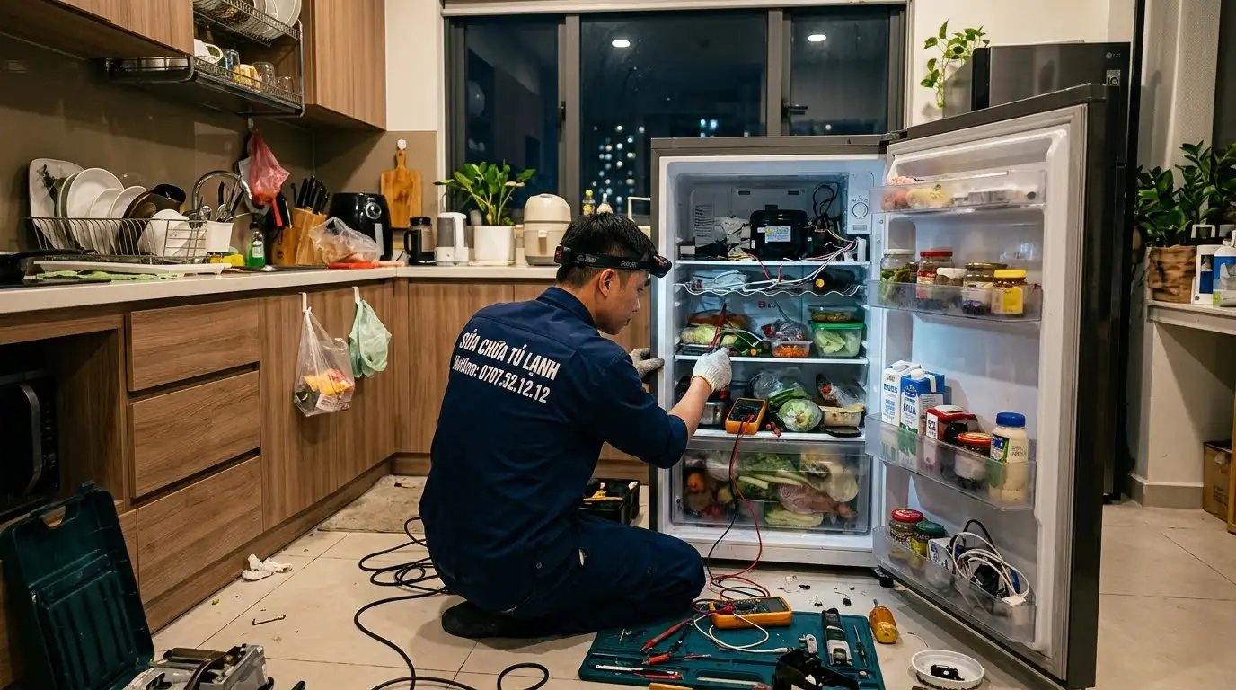 kiểm tra dòng tải máy nén khắc phục thức ăn để trong tủ lạnh bị hư hỏng