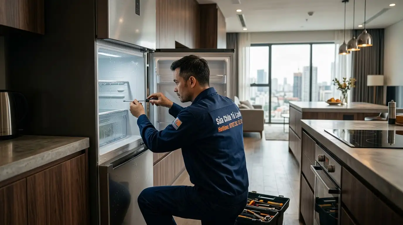 quy trình sửa tủ lạnh bị đọng nước ngăn mát