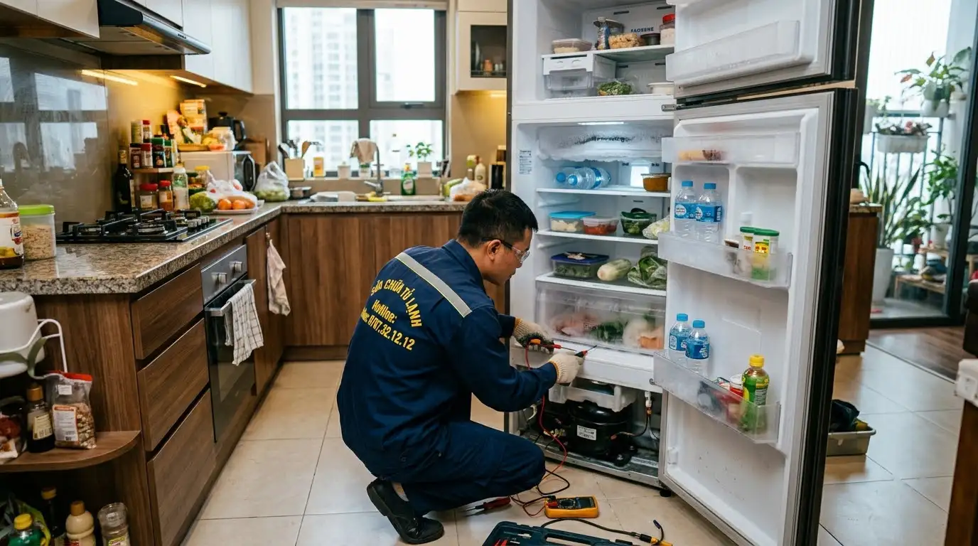 Hiện tượng tủ lạnh bị đọng sương bám quanh viền cánh cửa