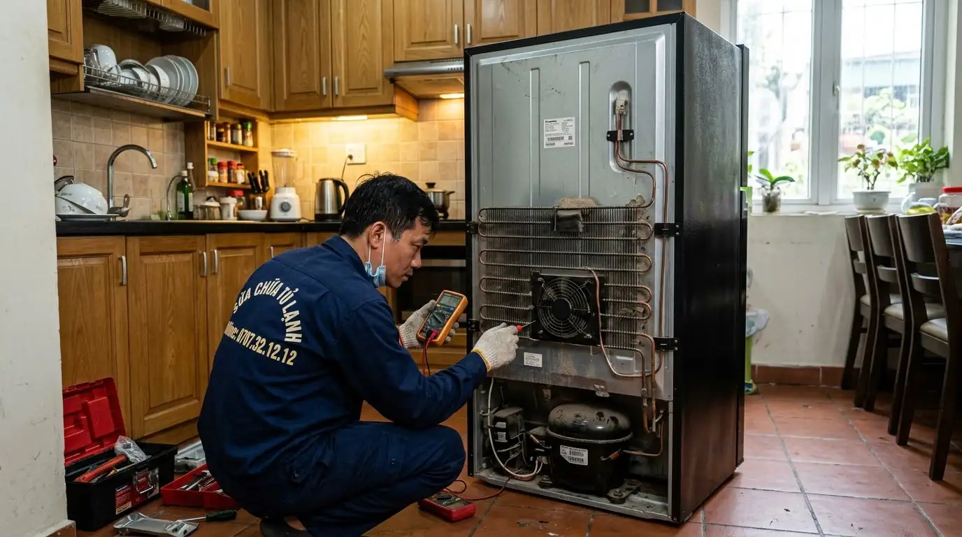 tủ lạnh bị nóng phía sau do dàn ngưng tụ bám bụi