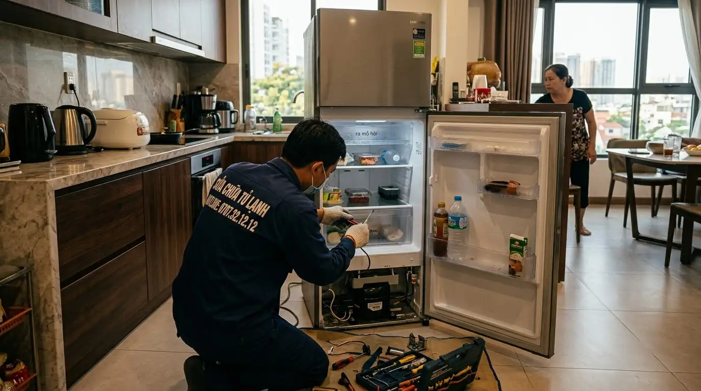 tủ lạnh bị ra mồ hôi đọng nước quanh mép cửa