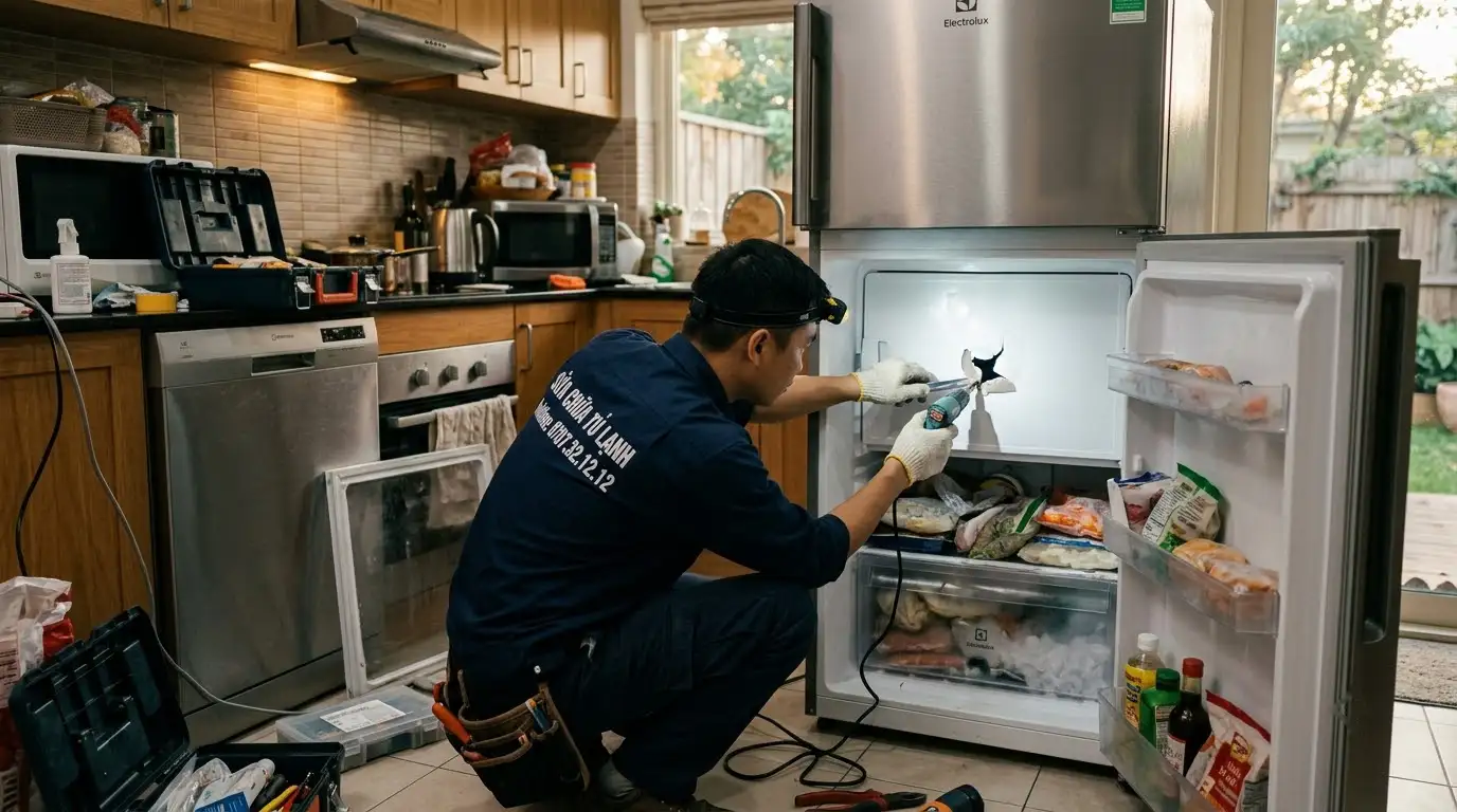 tủ lạnh bị thủng ngăn đá xì gas