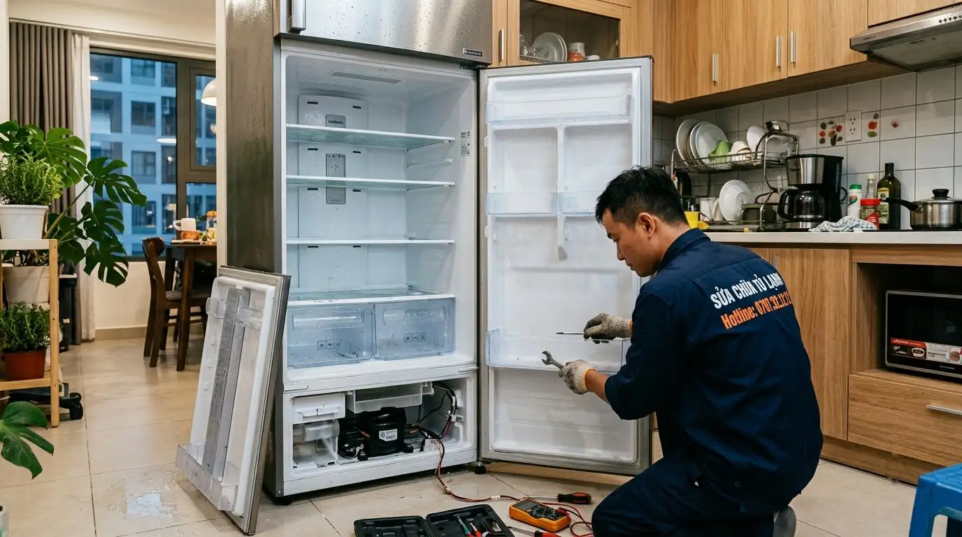 tủ lạnh bị ướt bên trong ngăn mát và khay kính