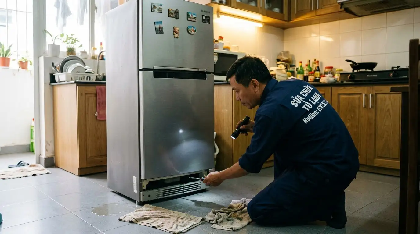 tủ lạnh bị đọng nước dưới đáy