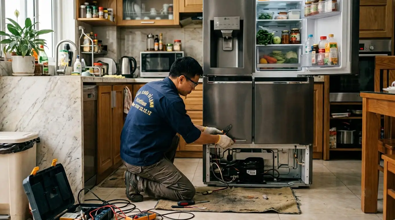 khay nước sau tủ lạnh bốc mùi khó chịu