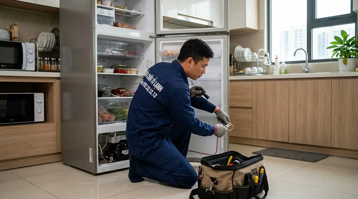 tủ lạnh nghe tiếng nước chảy róc rách