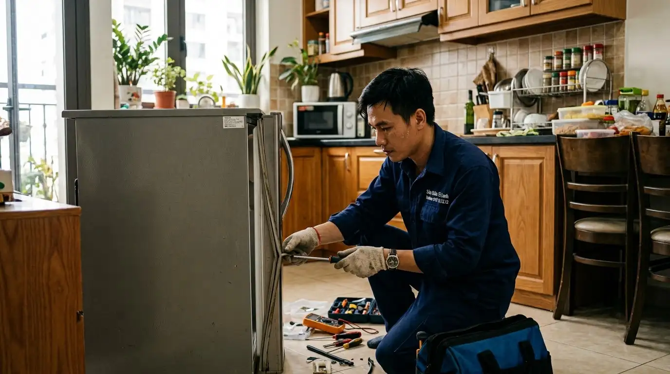 tủ lạnh đóng cửa không chặt cần sửa chữa linh kiện chính hãng