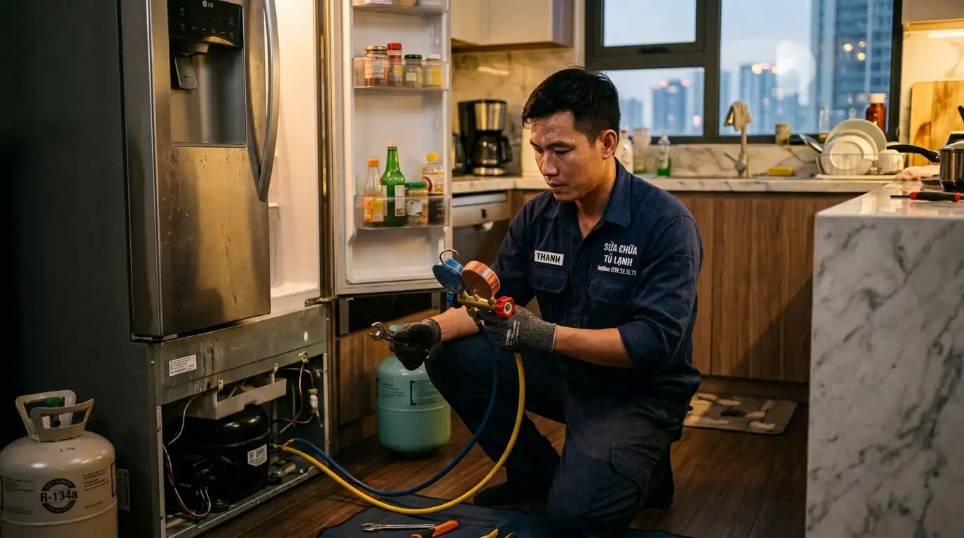 tủ lạnh hết gas quy trình hàn vá nạp gas chuẩn kỹ thuật