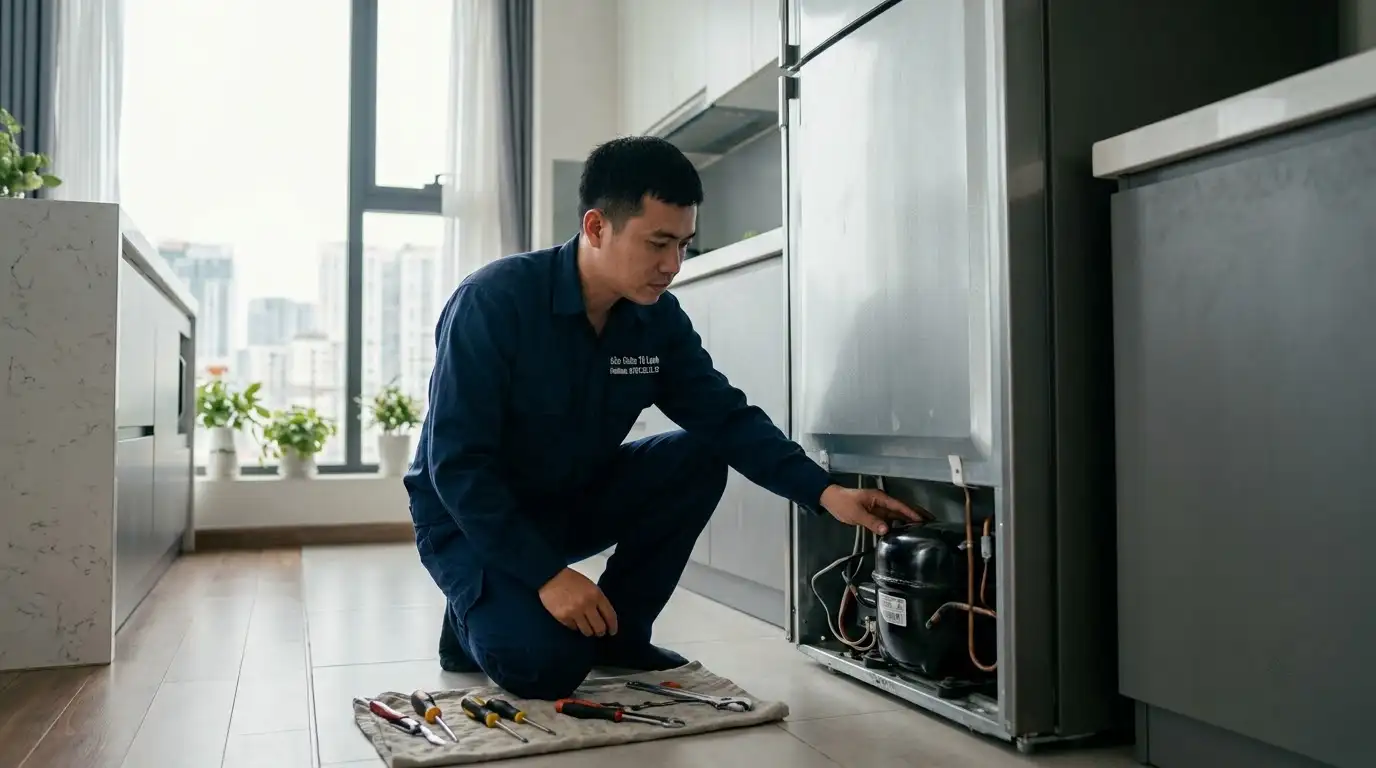lốc tủ lạnh gõ cạch cạch