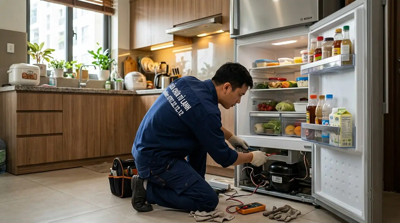 Tủ lạnh kêu tít tít do hỏng cảm biến cửa và bo mạch
