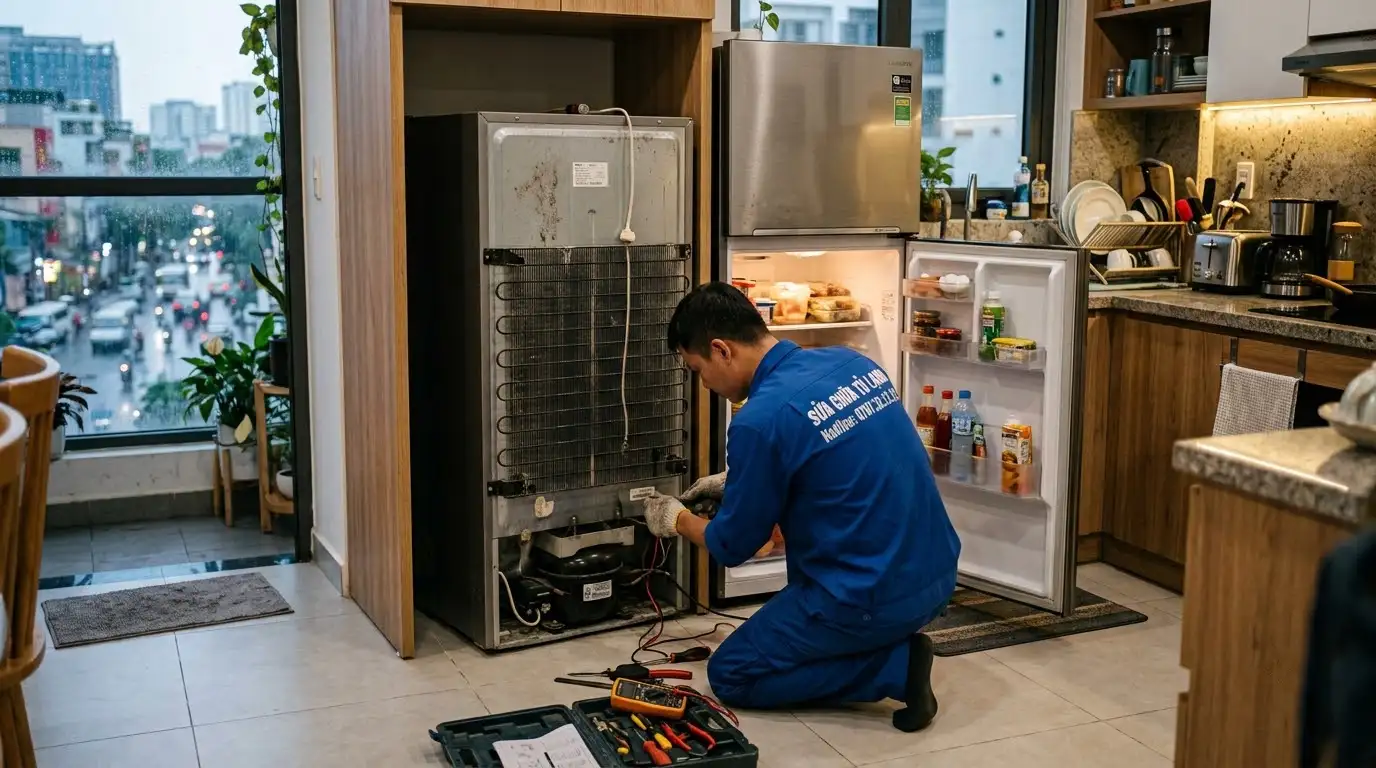 Tủ lạnh kêu ù ù do block máy nén quá tải cơ khí