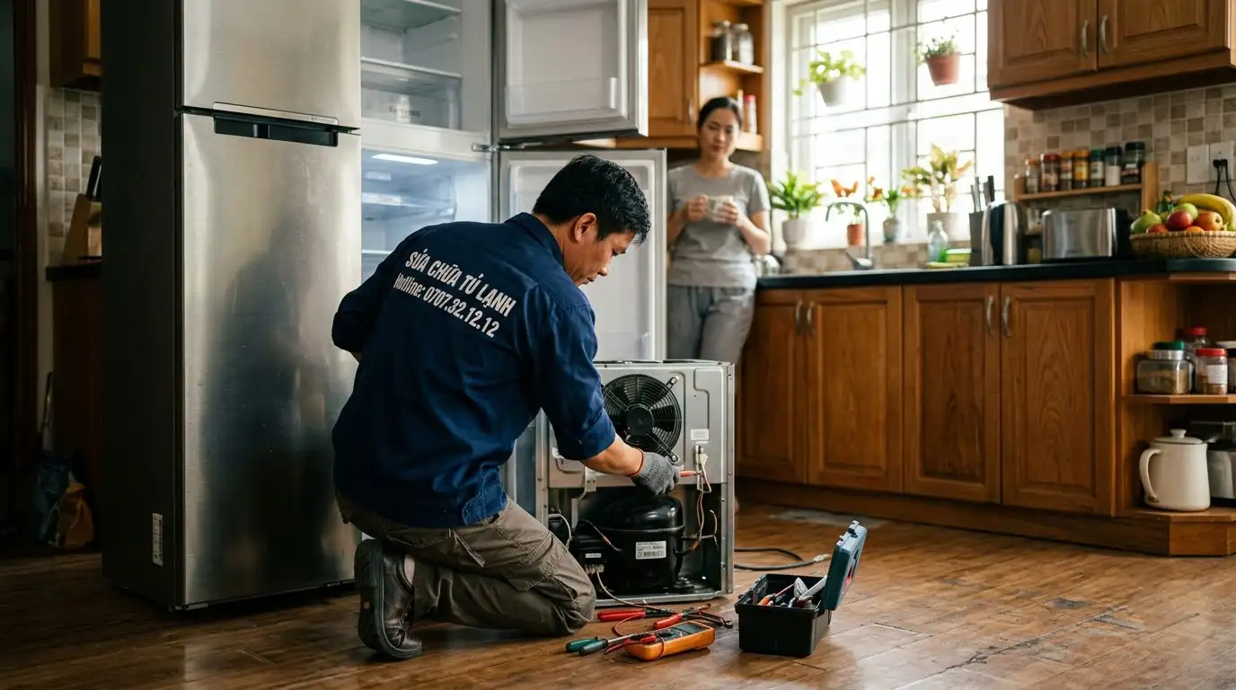 Kiểm tra dòng tải ampe kìm block tủ lạnh phát tiếng ù ù