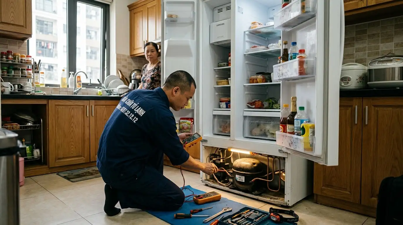 tủ lạnh không đủ độ lạnh do bám tuyết dàn