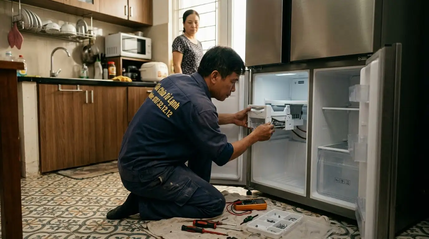 Kiểm tra sửa chữa tủ lạnh không làm đá tự động tại TPHCM