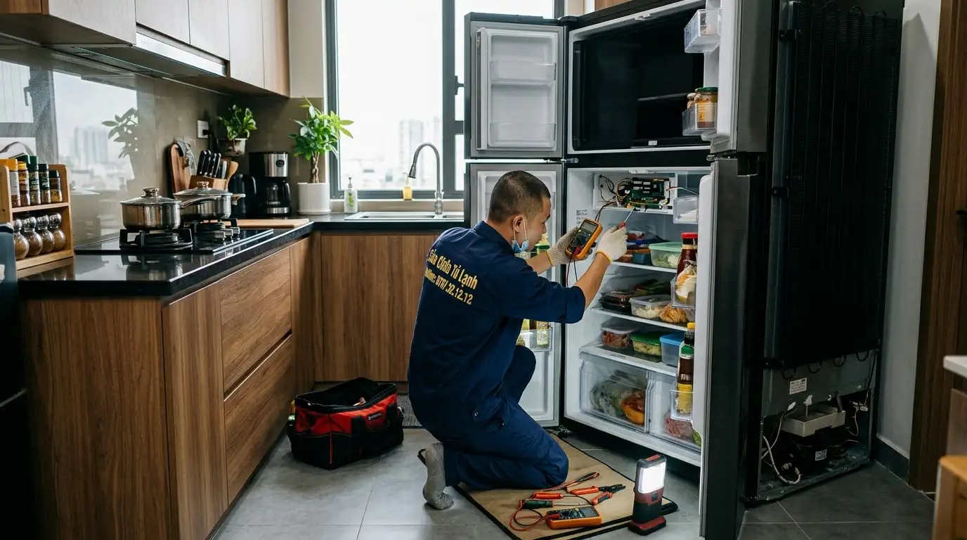 thay bóng đèn công tắc tủ lạnh không lên đèn