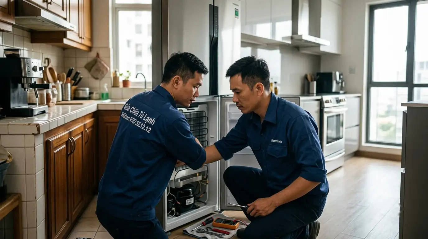 Thao tác đo đạc khắc phục tủ lạnh làm lạnh chậm
